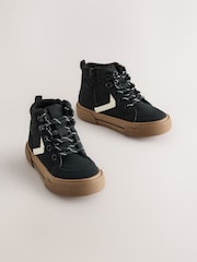Black Standard Fit (F) Lace Up Hi-Top Boots - Image 1 of 5