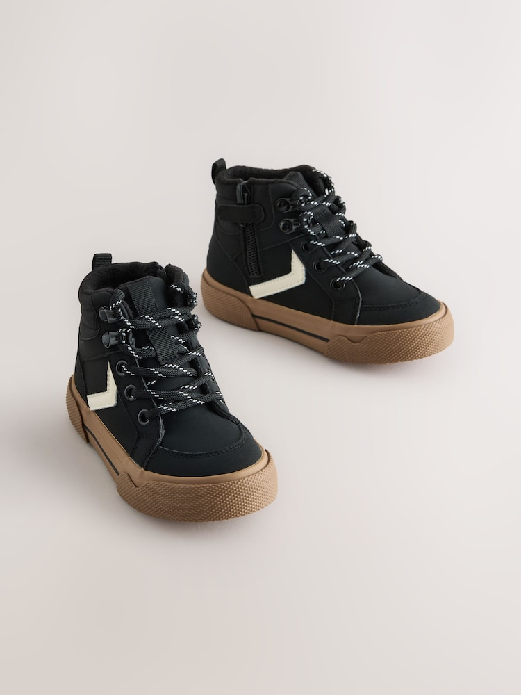 Black Standard Fit (F) Lace Up Hi-Top Boots - Image 1 of 5 Black Standard Fit (F) Lace Up Hi-Top Boots - Image 1 of 5