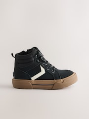 Black Standard Fit (F) Lace Up Hi-Top Boots - Image 2 of 5