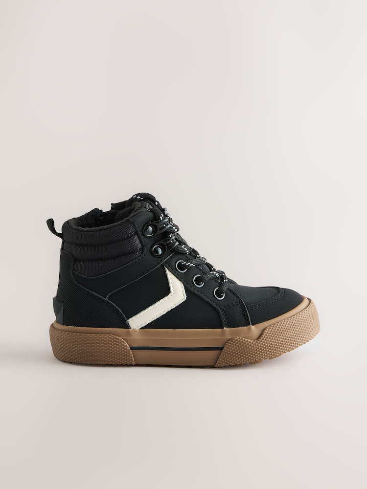 Black Standard Fit (F) Lace Up Hi-Top Boots - Image 2 of 5 Black Standard Fit (F) Lace Up Hi-Top Boots - Image 2 of 5