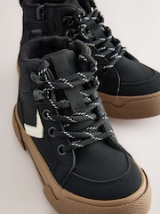 Black Standard Fit (F) Lace Up Hi-Top Boots - Image 3 of 5