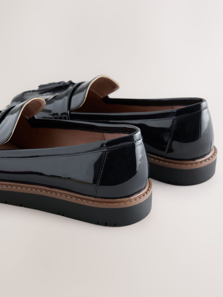 Navy Standard Fit Forever Comfort® Chunky Tassle Loafers - Image 9 of 9 Navy Standard Fit Forever Comfort® Chunky Tassle Loafers - Image 9 of 9