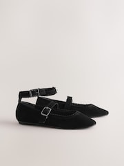 Black Forever Comfort® Leather Scallop Mary Jane Shoes - Image 6 of 9
