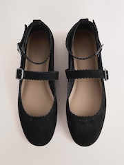 Black Forever Comfort® Leather Scallop Mary Jane Shoes - Image 7 of 9