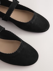 Black Forever Comfort® Leather Scallop Mary Jane Shoes - Image 8 of 9