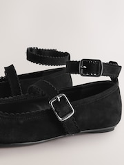 Black Forever Comfort® Leather Scallop Mary Jane Shoes - Image 9 of 9