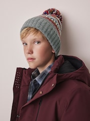 Grey Fairisle Embroidered Pom Beanie (3mths-16yrs) - Image 2 of 5