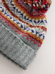 Grey Fairisle Embroidered Pom Beanie (3mths-16yrs) - Image 4 of 5
