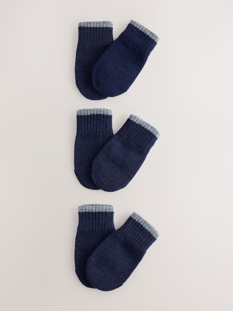 Navy Magic Mitts Gloves 3 Pack (3mths-6yrs) - Image 1 of 3