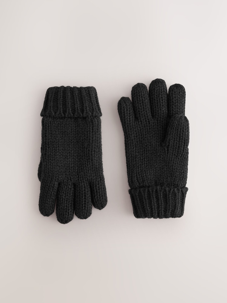 Black Knitted Gloves (3-16yrs) - Image 1 of 3