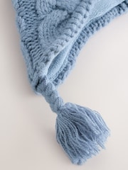 Blue Cable Pom Knitted Trapper Hat (3mths-10yrs) - Image 3 of 3