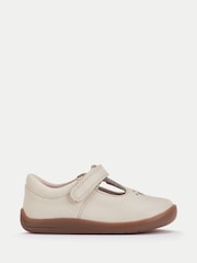 שמנת - Start-Rite Cream Eternal Leather T-Bar Toddler Shoes With Decorative Punching - תמונה 1 מתוך 5