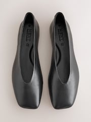 Black Forever Comfort® Leather Angled Toe Ballet Flats - Image 1 of 6