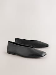 Black Forever Comfort® Leather Angled Toe Ballet Flats - Image 2 of 6