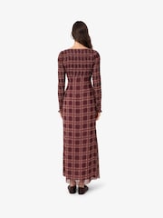 Amy Lynn Purple Noor Smocked Checkered Long Sleeve Column Dress - Image 9 of 11