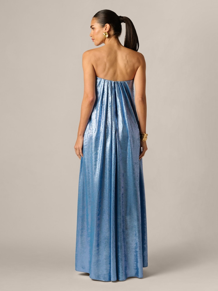 Adrianna Papell Blue Foiled Chiffon Long Dress - Image 2 of 6