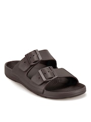 Totes Brown Solbounce Adjustable Double Buckle Slides - Image 3 of 5