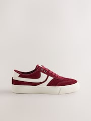 Chocolate Brown Forever Comfort® Suede Side Stripe Skater Lace Up Trainers - Image 2 of 5