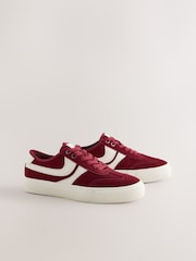 Chocolate Brown Forever Comfort® Suede Side Stripe Skater Lace Up Trainers - Image 3 of 5