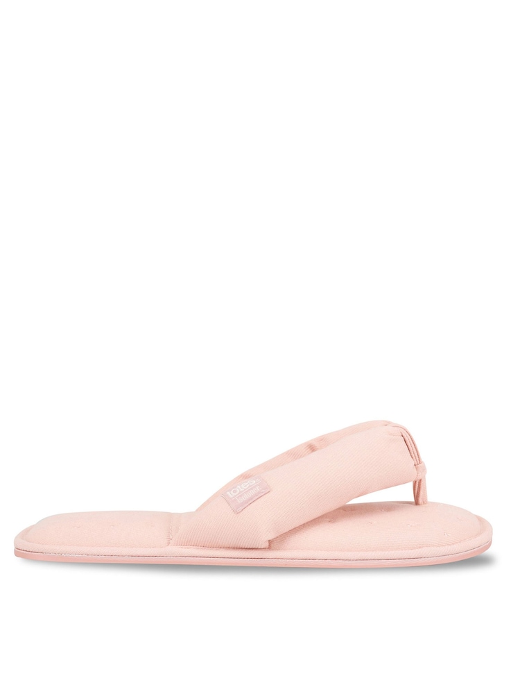 Totes Pink Isotoner Woven Toe Post Slippers - Image 2 of 4