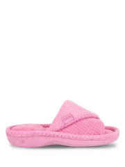 Totes Pink Ladies Isotoner Popcorn Turnover Open Toe Slippers - Image 2 of 4