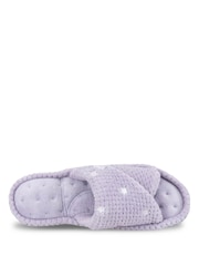 جامنی - Totes Ladies Isotoner Popcorn Turnover Open Toe Slippers - تصویر 3 از 4