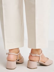 JD Williams Pink Wide Fit Two Part Heeled Shoes - Image 2 of 4