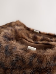 Animal/Brown Faux Fur Mule Slippers - Image 7 of 8