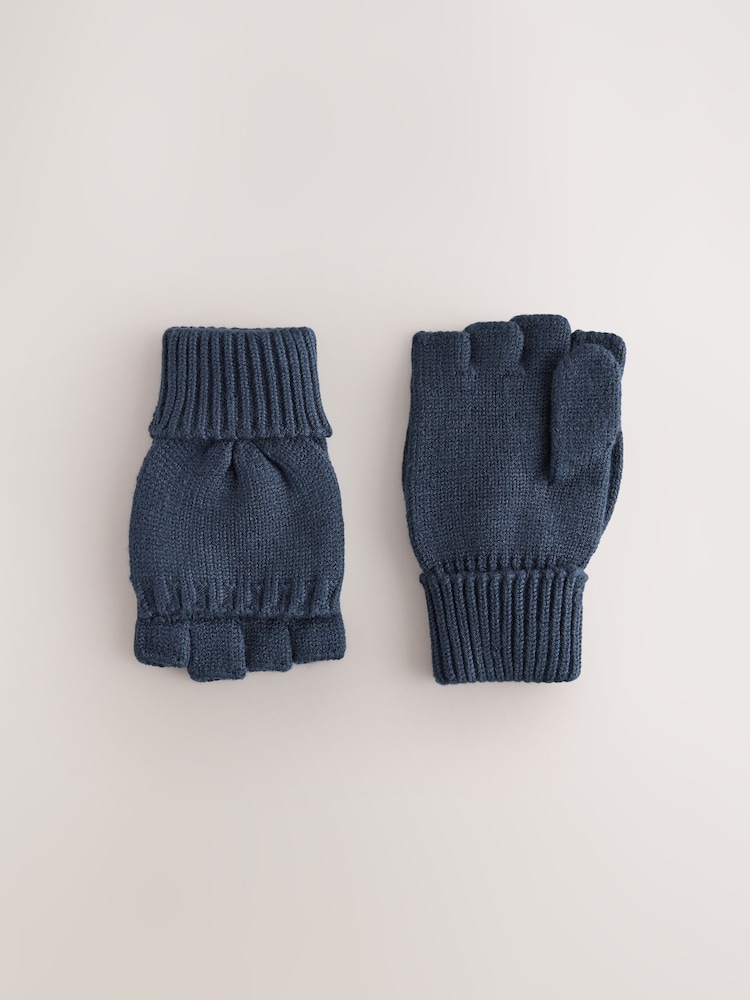 Navy - Knitted Flip Mitten Gloves (3-16yrs) - Larawan 1 ng 3 Navy - Knitted Flip Mitten Gloves (3-16yrs) - Larawan 1 ng 3