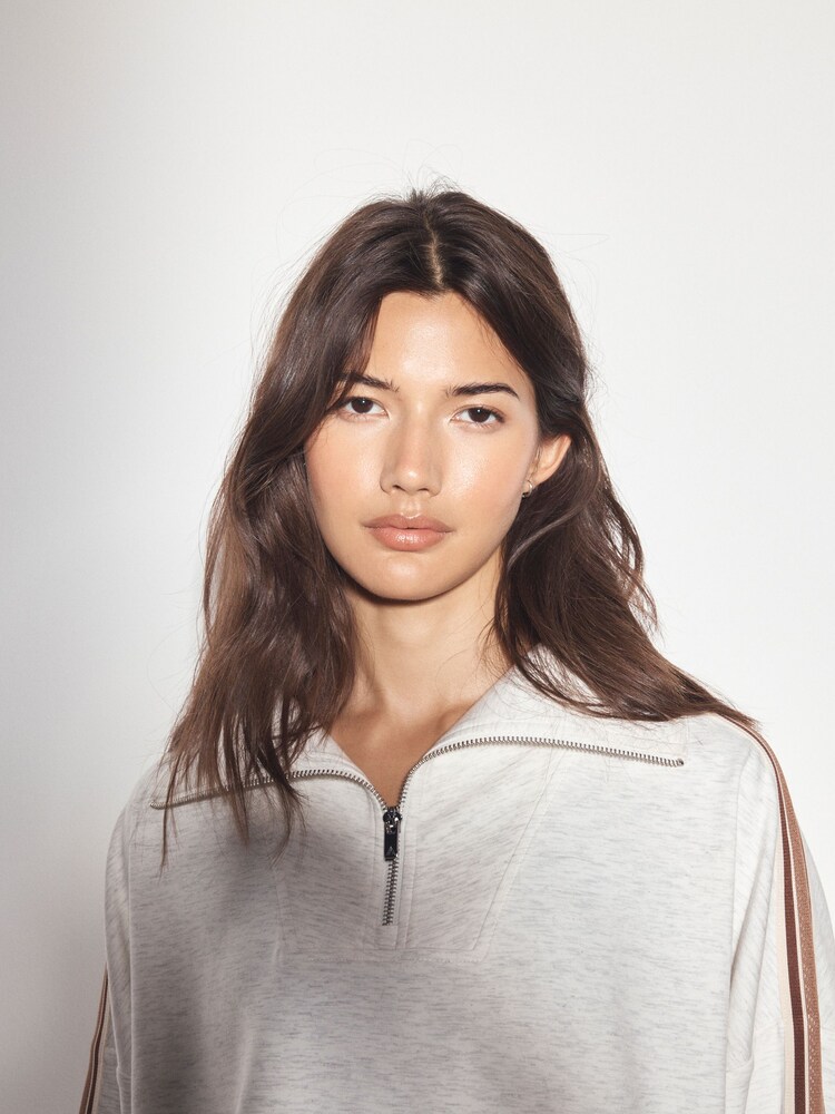 Grey Marl Active Modal Zip Neck Sweatshirt - Image 7 of 7 Grey Marl Active Modal Zip Neck Sweatshirt - Image 7 of 7