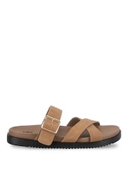 بني - Totes Suede Cross Strap Sandals - Image 2 of 5