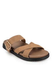 بني - Totes Suede Cross Strap Sandals - Image 3 of 5
