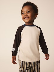 Brown/Cream Long Sleeve Raglan T-Shirt (3mths-7yrs) - Image 1 of 4