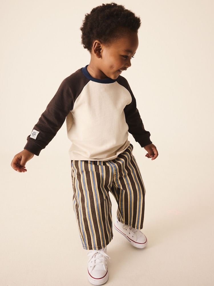 Brown/Cream Long Sleeve Raglan T-Shirt (3mths-7yrs) - Image 2 of 4