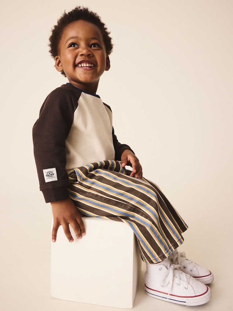 Brown/Cream Long Sleeve Raglan T-Shirt (3mths-7yrs) - Image 4 of 4