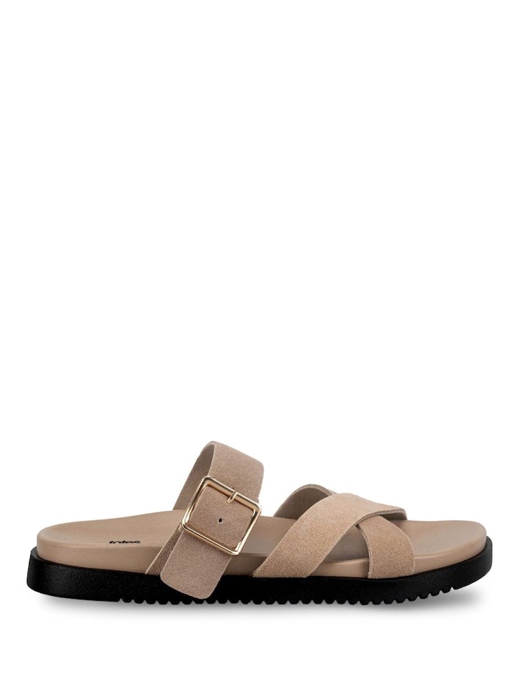 كريم - Totes Suede Cross Strap Sandals - Image 2 of 5