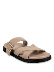 كريم - Totes Suede Cross Strap Sandals - Image 3 of 5