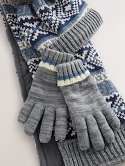 Blue/Grey Cable Beanie Scarf and Gloves Set (3-16yrs) - Image 2 of 4