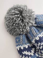 Blue/Grey Cable Beanie Scarf and Gloves Set (3-16yrs) - Image 3 of 4