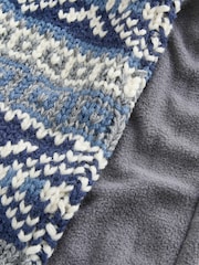 Blue/Grey Cable Beanie Scarf and Gloves Set (3-16yrs) - Image 4 of 4