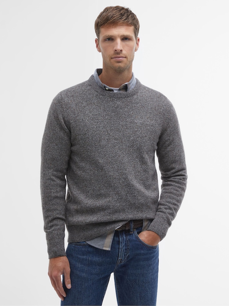 Barbour® Stone Grey Essential Tisbury Crew Neck Sweater - Image 1 of 7
