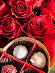 Red Valentines 12 Roses and Chocolates Fresh Flower Bouquet Gift Set - Image 4 of 6