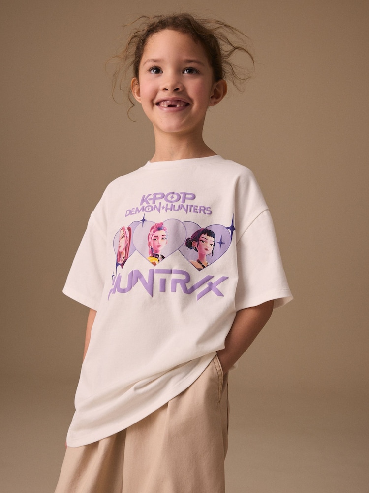 White Huntrix - Tricou cu mânecă scurtă KPOP Demon Hunters (6-16ani) - Imaginea 2 din 4