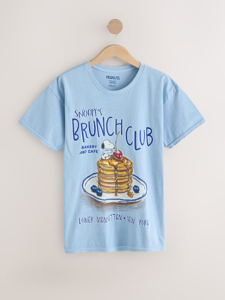 Blue Snoopy Licence Graphic Short Sleeve Crew Neck T-Shirt - Image 1 of 3