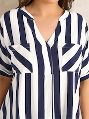 Evans Light Blue Short Sleeve Airflow Blouse - Image 4 of 5