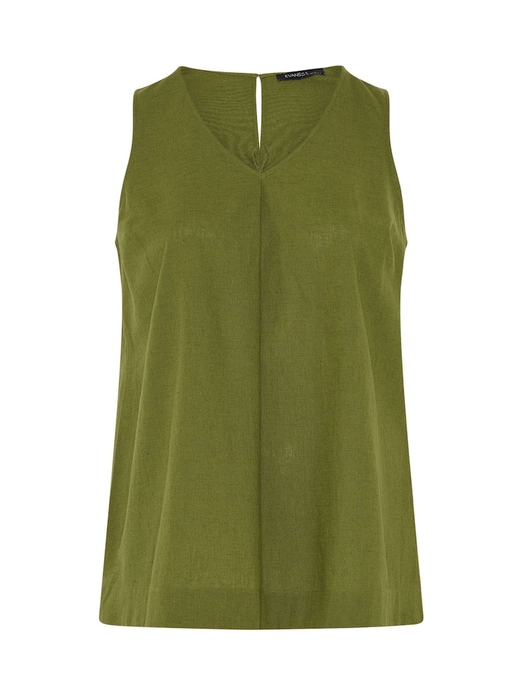 Evans Green Linen Blend Vest Top - Image 1 of 1
