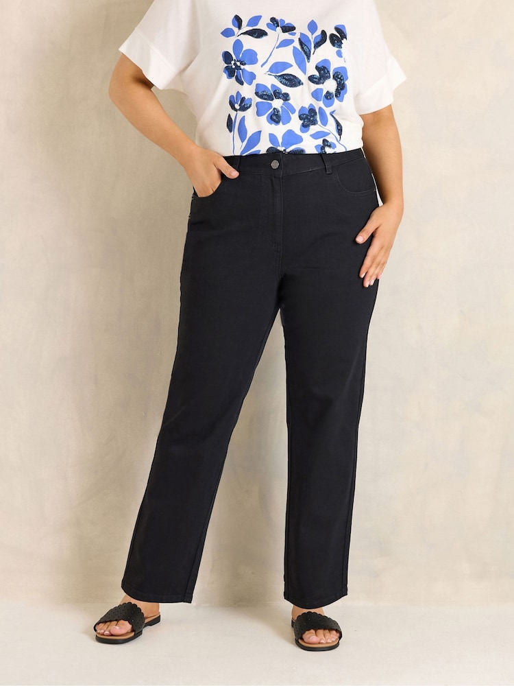 Evans Black Straight Leg Denim Jeans - Image 1 of 5