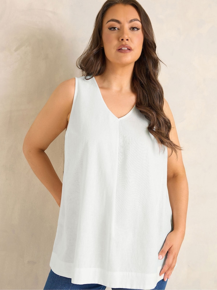 Evans White Linen Blend Vest Top - Image 1 of 4