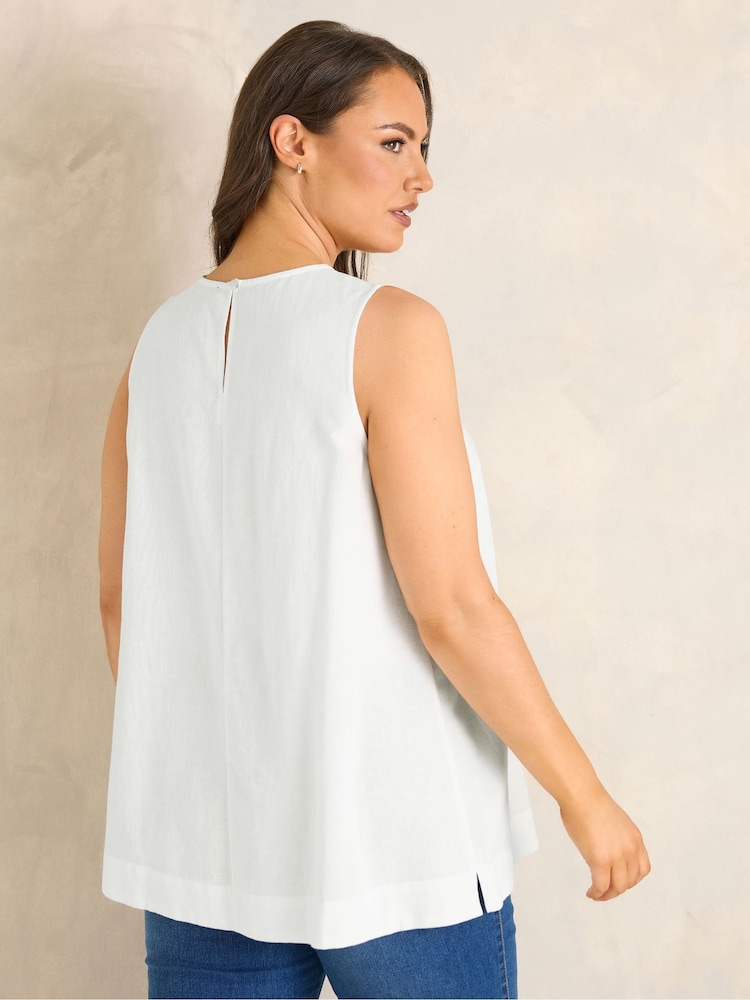 Evans White Linen Blend Vest Top - Image 4 of 4