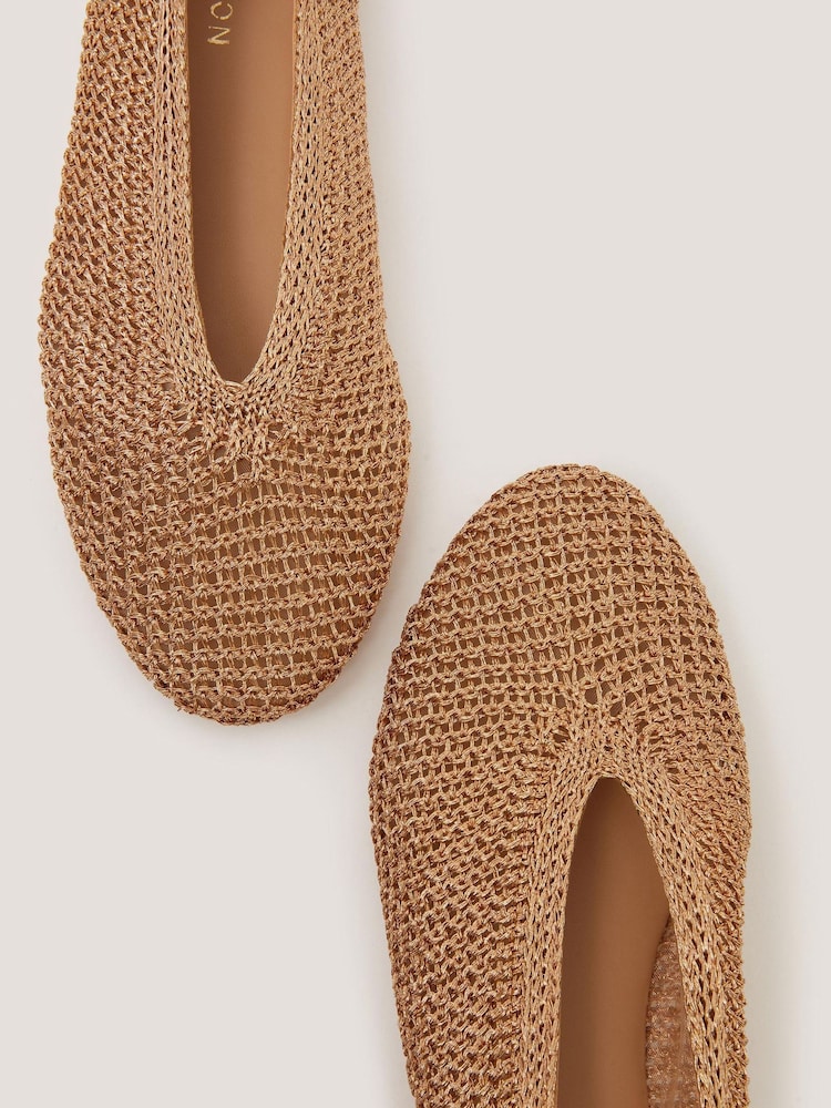 Monsoon Gold Alma Knitted Ballet Flats - Image 4 of 4